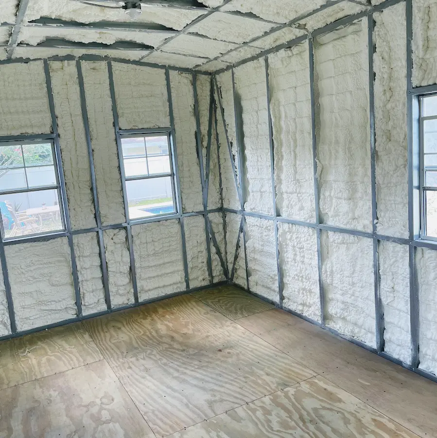 Closed-cell spray foam insulation applied to wall cavities in a residential project in Blackwell